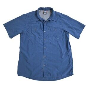 Nike ACG Men's Medium Outdoor Fishing Trail Hike Boating Shirt Blue Button Nylon